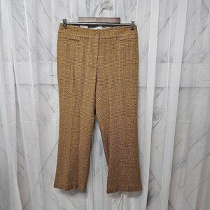 Vintage Willi Smith Tan Gold Houndstooth Wool Blend Preppy Trousers Size 12